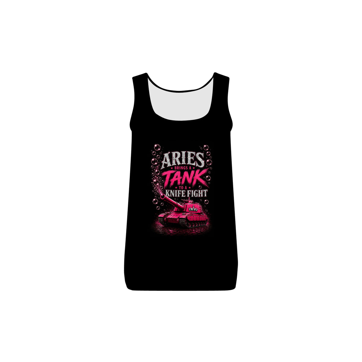 Aries HOS women's baby rib tank top in knife design, lightweight sleeveless shirt with rounded neckline, front view.