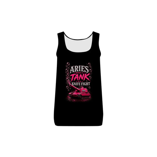 Aries HOS women's baby rib tank top in knife design, lightweight sleeveless shirt with rounded neckline, front view.