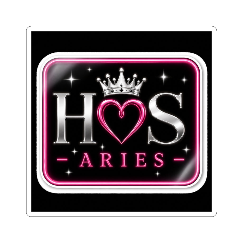 House of Sultry HOS Aries logo kiss-cut sticker on paper, featuring bold design and vibrant print.