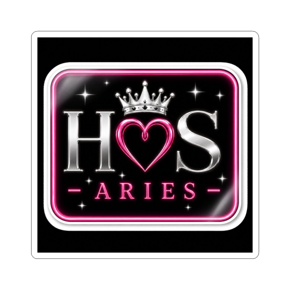 House of Sultry HOS Aries logo kiss-cut sticker on paper, featuring bold design and vibrant print.