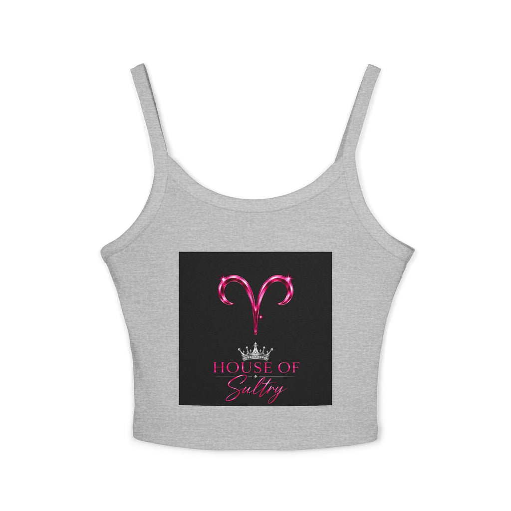 Aries HOS women's spaghetti strap tank top by Printify, lightweight sleeveless top with thin straps and fitted style.