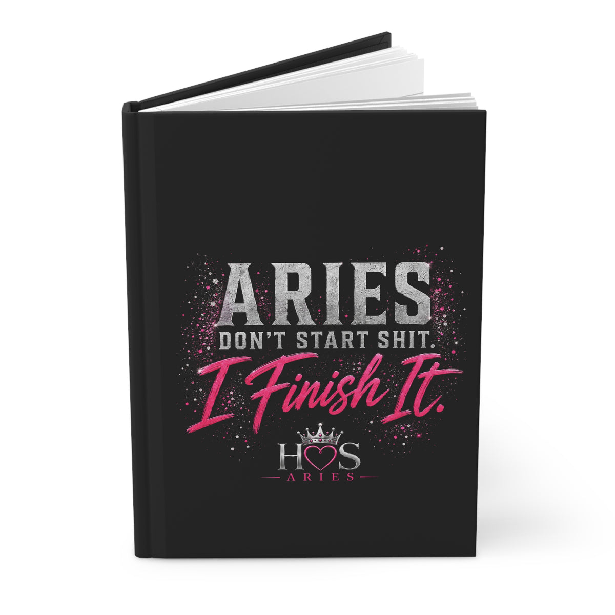 Printify Aries HOS hardcover journal with matte finish, featuring a sleek design and lined pages for writing and note-taking.