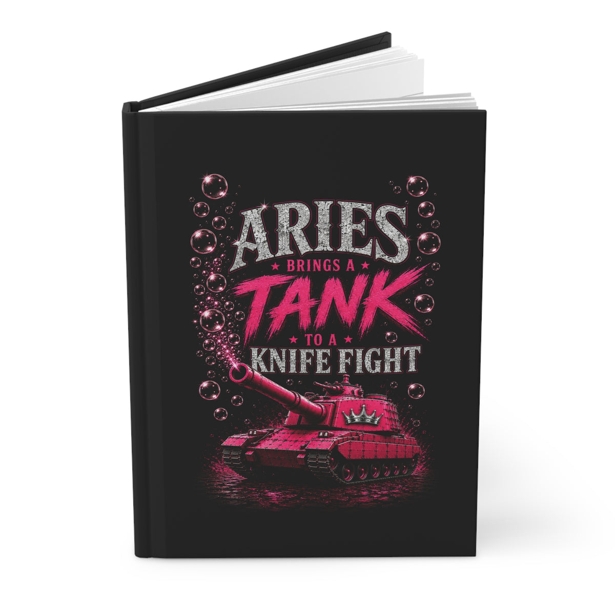 Printify Aries HOS hardcover journal with matte finish and knife-edged pages, featuring a durable paper cover design.