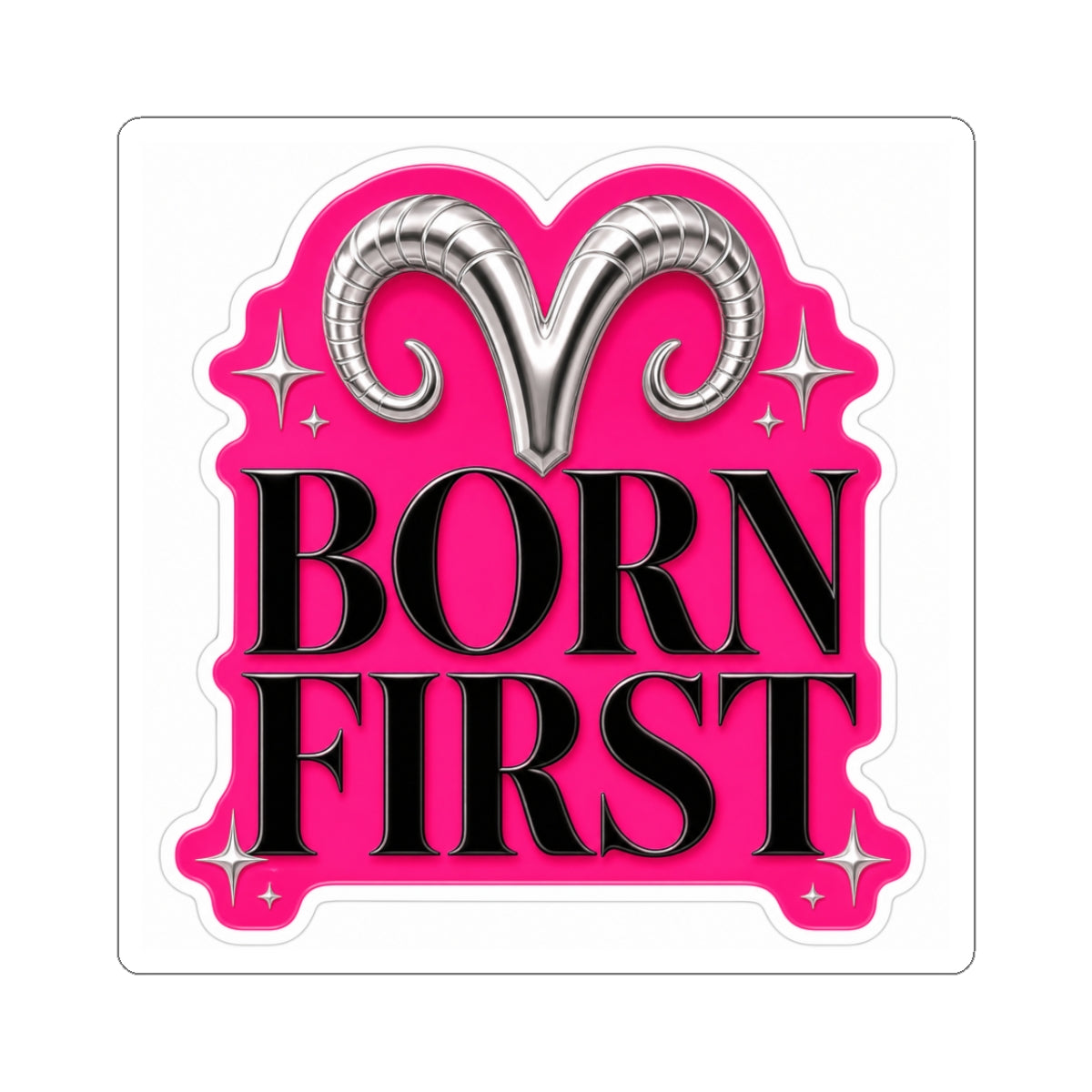 Aries Kiss-Cut Sticker by Born First on paper, featuring a vibrant Aries zodiac design, printed by Printify.