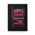 Aries HOS hardcover journal with matte finish and knife-edge binding, featuring a stylish paper product design by Printify.