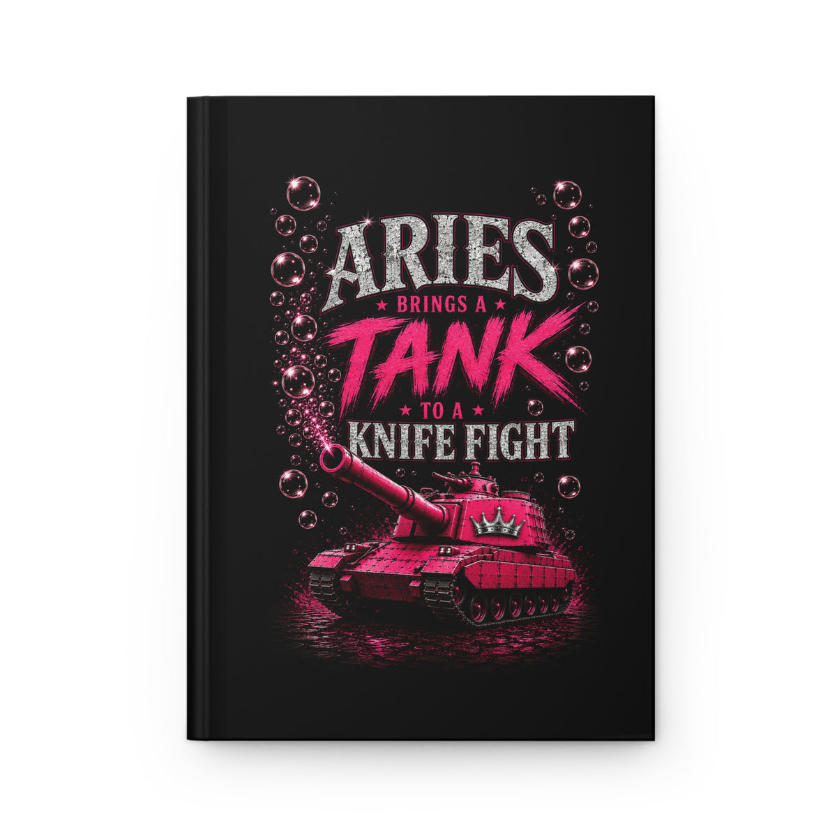 Aries HOS hardcover journal with matte finish and knife-edge binding, featuring a stylish paper product design by Printify.