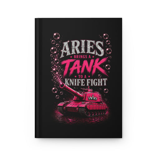 Aries HOS hardcover journal with matte finish and knife-edge binding, featuring a stylish paper product design by Printify.