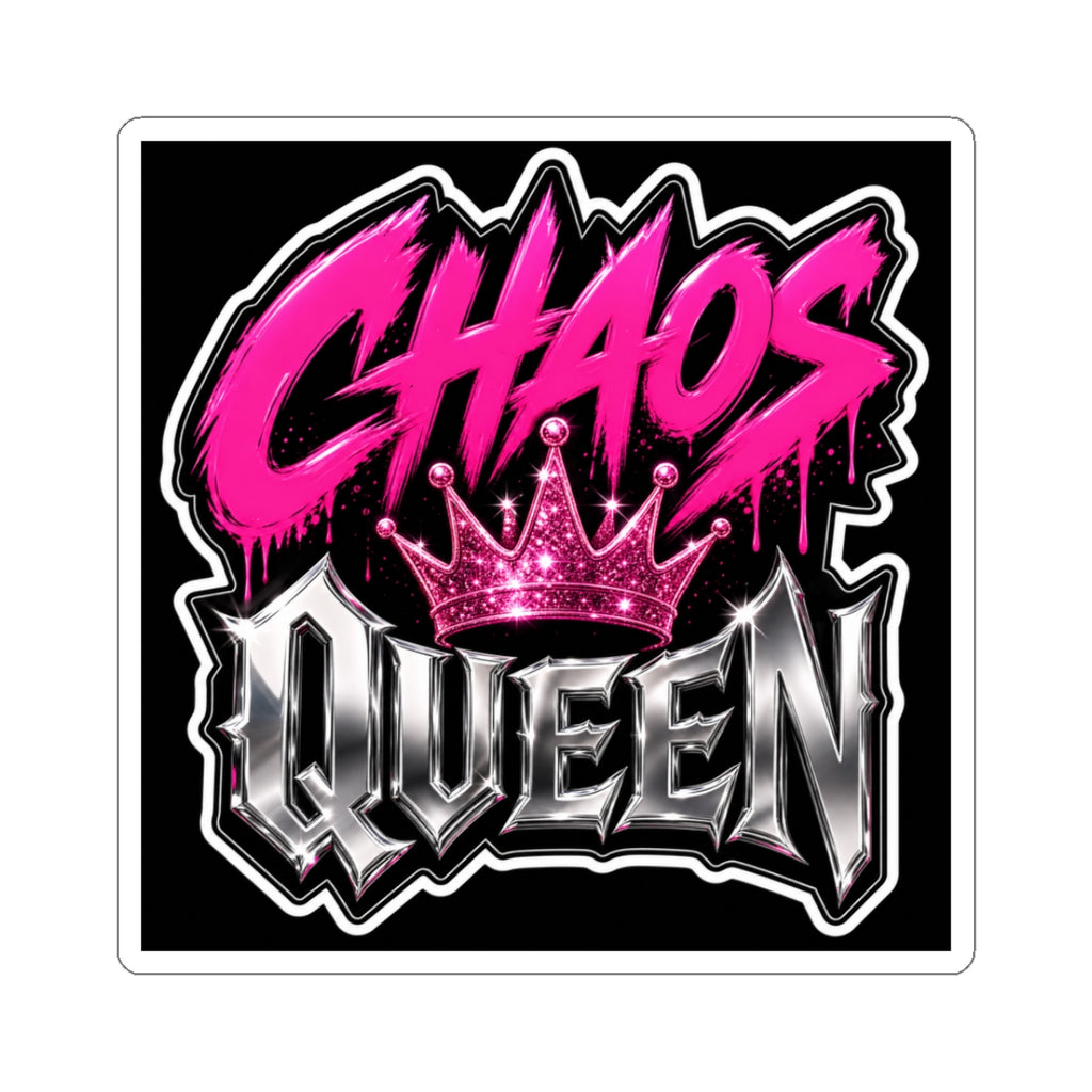 Aries Kiss-Cut Sticker featuring Chaos Queen design, printed on paper, colorful illustration on a flat surface.