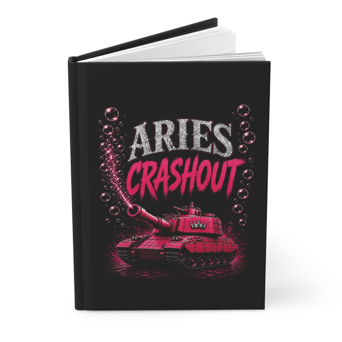 Printify Aries HOS hardcover journal with matte cover featuring Crashout design, ideal for writing and note-taking.