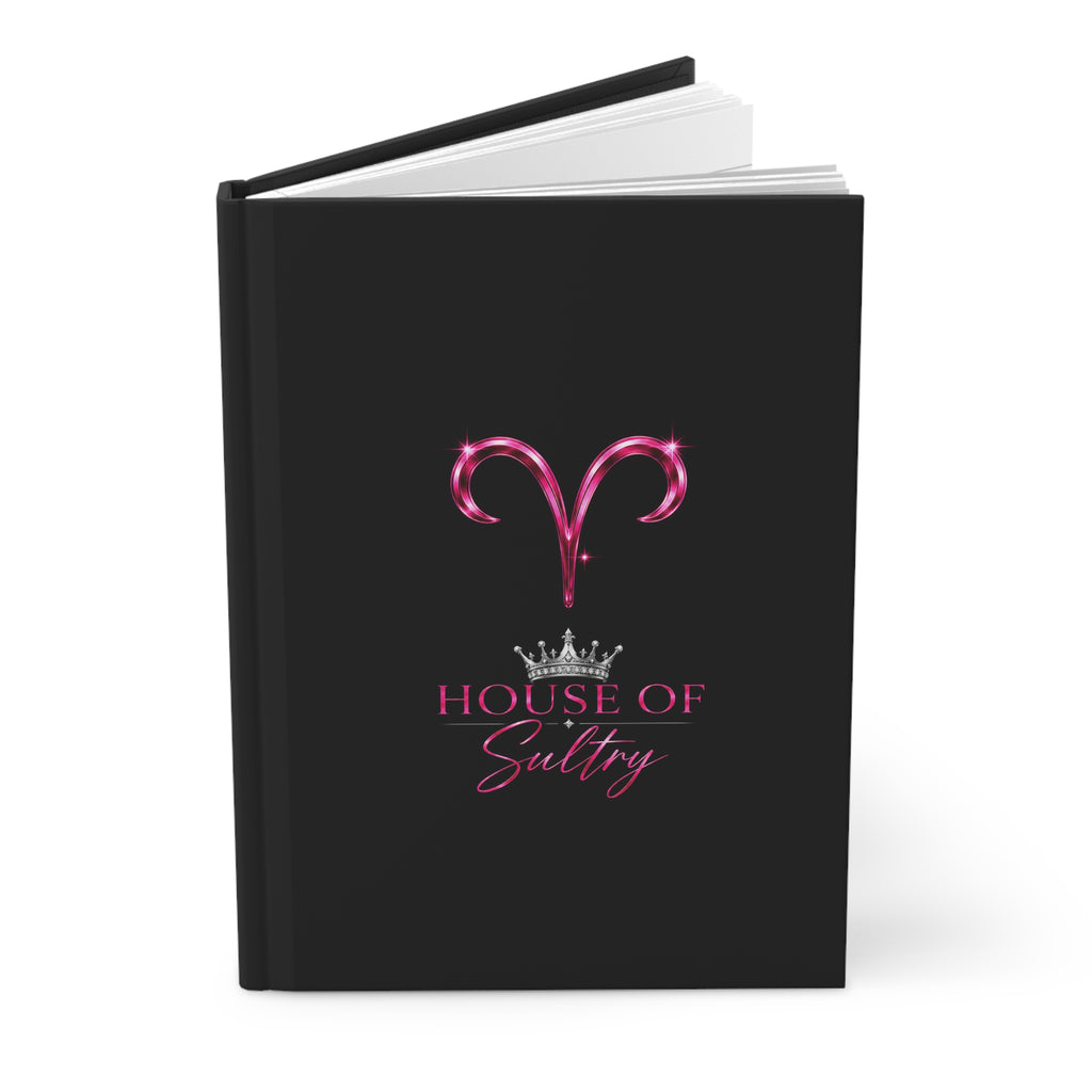 Printify Aries HOS Hardcover Journal Matte signature paper product with a smooth cover and lined pages for writing.
