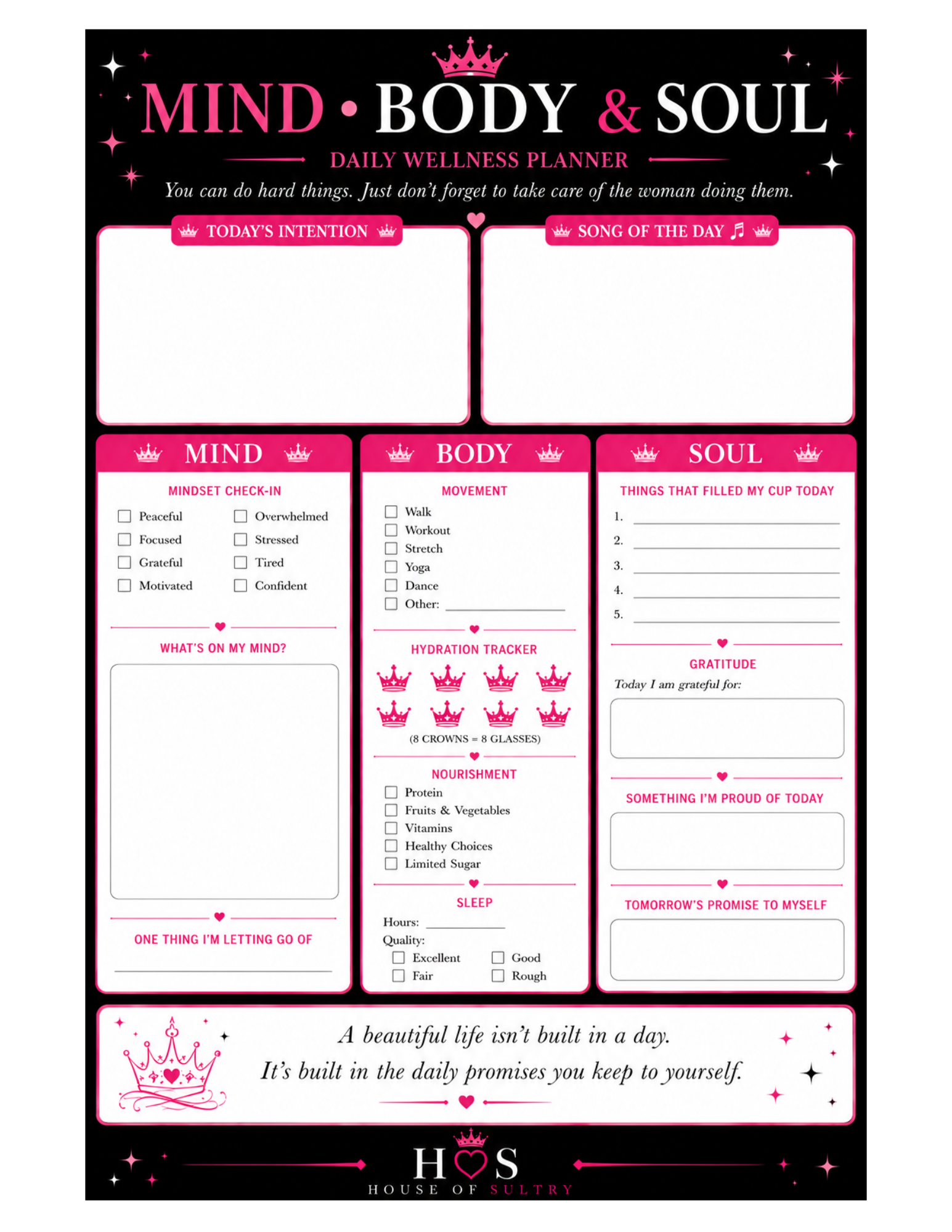 Daily Wellness Planner | Printable | 8.5 x 11