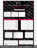 Printable HouseOfSultry executive weekly overview and priority planner on 8.5 x 11 paper, featuring organized layout for planning.